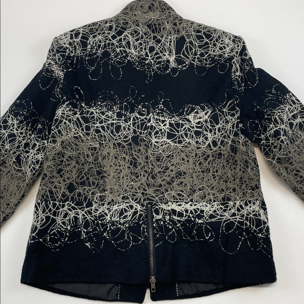 Multiples Black Abstract Textured Jacket Blazer Z… - image 8